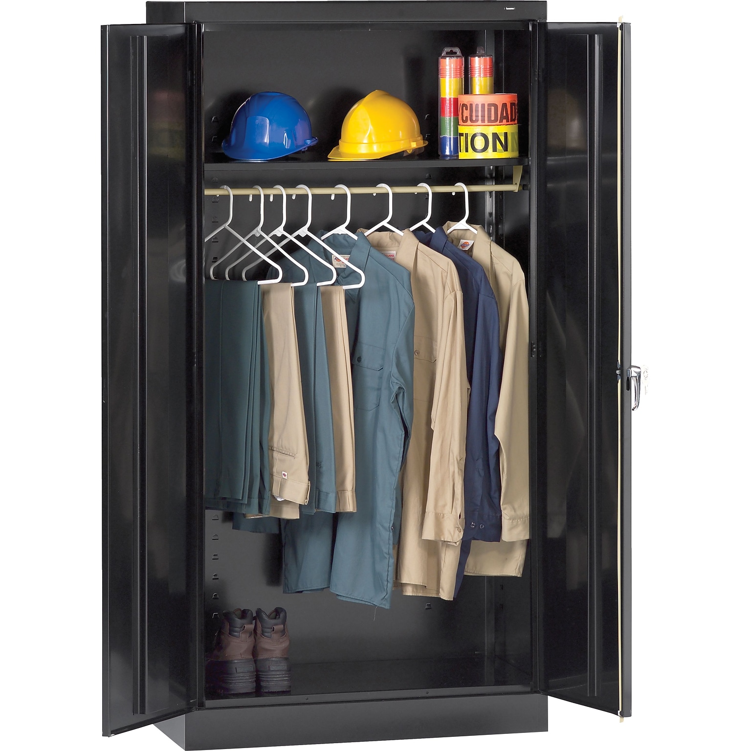 Tennsco Standard Wardrobe Cabinet, 1-Shelf and Coat Rod, Black, 72H x 36W x 24D (7124BK)