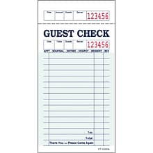 Alliance 1-Part Carbonless Guest Checks, 3.4 x 6.73, 50 Sets/Book, 2/Carton (367401)