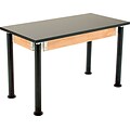 NPS® 24x54 Chemical Resistant Height-Adjustable Science Table; Black Legs, Casters