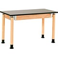 NPS® 24x60 Chemical Resistant Height-Adjustable Science Table; Oak Legs, Casters