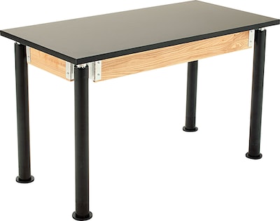 NPS® 30x60 Chemical-Resistant Height-Adjustable Science Table; Black Legs