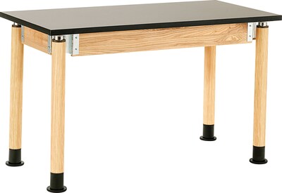 NPS® 30x60 Chemical-Resistant Height-Adjustable Science Table; Oak Legs