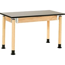 NPS® 30x60 Chemical-Resistant Height-Adjustable Science Table; Oak Legs