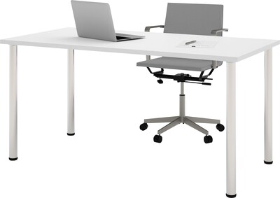 Bestar® 30x60 Table with Round Metal Legs, White
