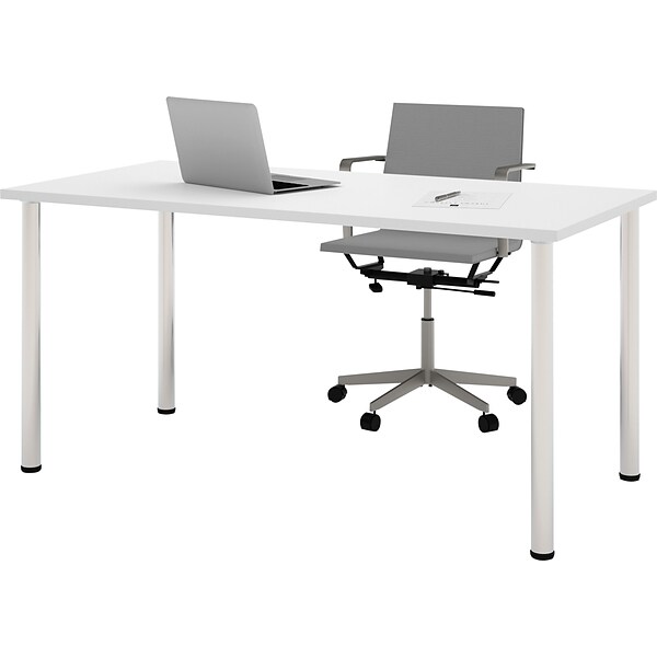 Bestar® 30x60 Table with Round Metal Legs, White