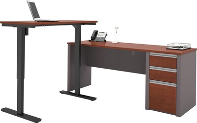 Bestar® Connexion 71W L-Desk with Electric Height-Adjustable Table, Bordeaux/Slate (93885-39)