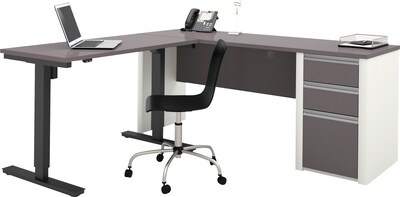 Bestar Connexion 72"W L-Desk with Electric Height-Adjustable Desk, Slate/Sandstone (93885-59)