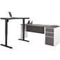 Bestar Connexion 72"W L-Desk with Electric Height-Adjustable Desk, Slate/Sandstone (93885-59)