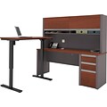 Bestar® Connexion 71W L-Desk with Hutch & Electric Height-Adjustable Table, Bordeaux/Slate (93886-39)