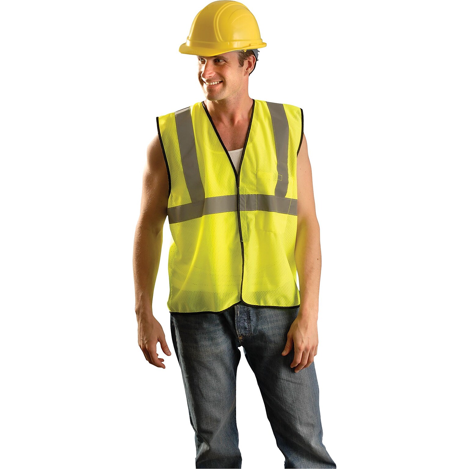 OccuNomix High Visibility Sleeveless Safety Vest, ANSI Class R2, Yellow, 3XL (ECOGY2/3X)