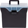 Quill Brand® Portable Plastic File Box with Organizer Top, Black