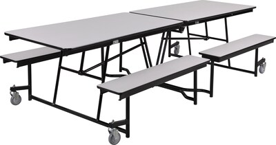 National Public Seating Laminate Mobile Fixed Bench Cafeteria Table, 56D x 145W, Gray (MTFB12GY)