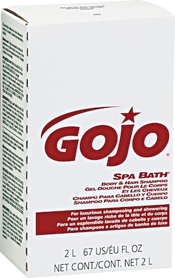GOJO Spa Bath Body & Hair Shampoo, Herbal, Rose Color, 2000ml Refill, 4/Carton (2252-04)