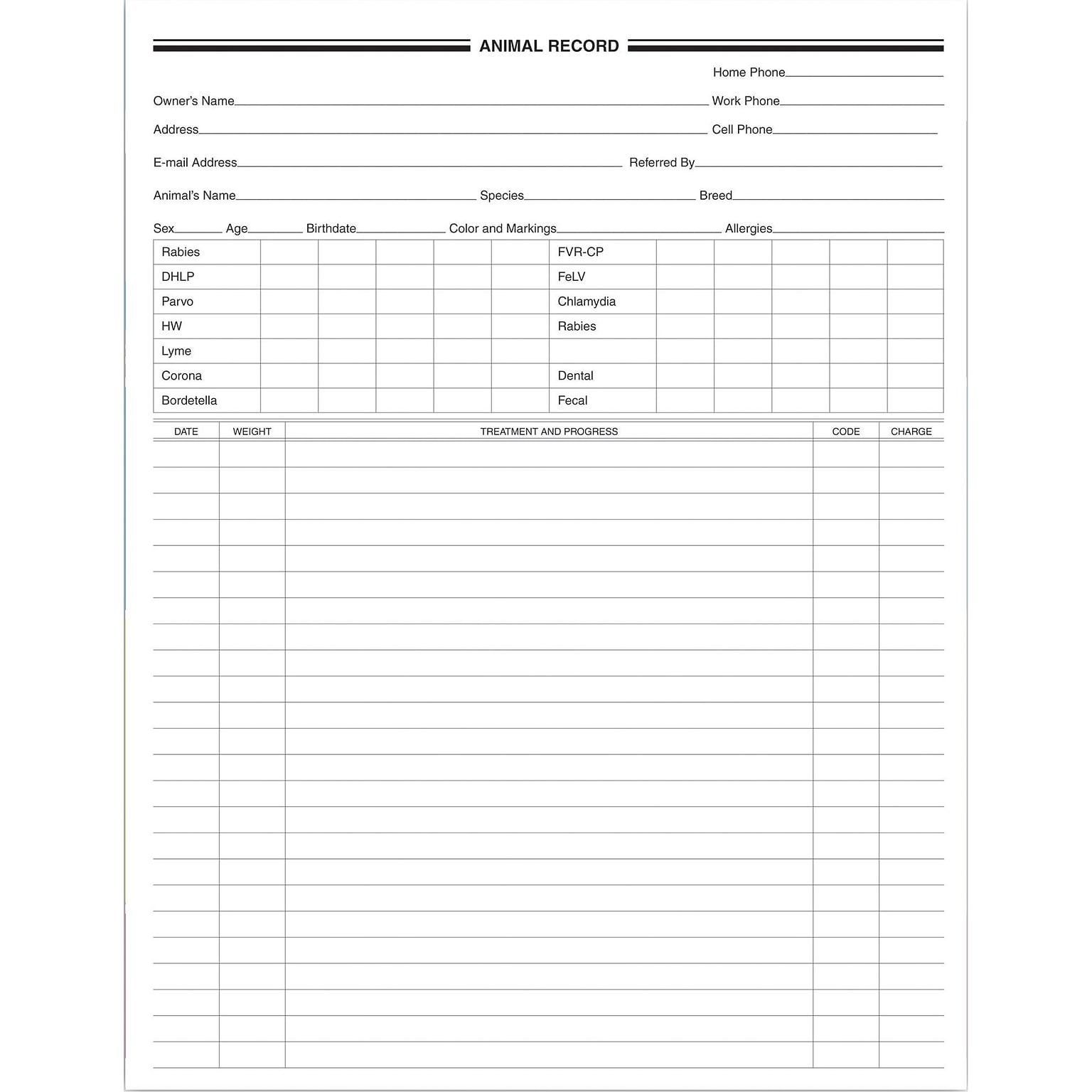 Medical Arts Press® Expanded Animal Patient  Record