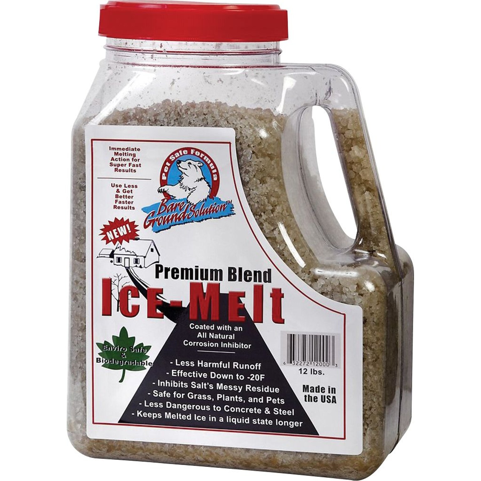 Bare Ground™ Premium Blend Ice Melt, Pet Friendly, 12 lb. Shaker Jug, 4/Carton (BGSJ-12CT4)