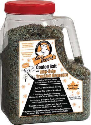 Bare Ground™ Coated Granular Ice Melt with Slipgrip, Pet Friendly, 12 lb. Shaker Jug, 4/Ct