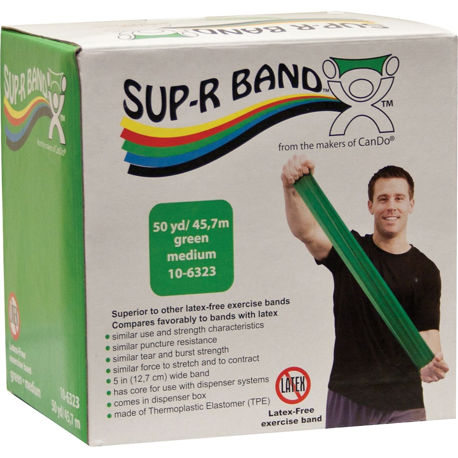 Sup-R Band® Latex-Free Exercise Band; Green, Medium, 50 Yard