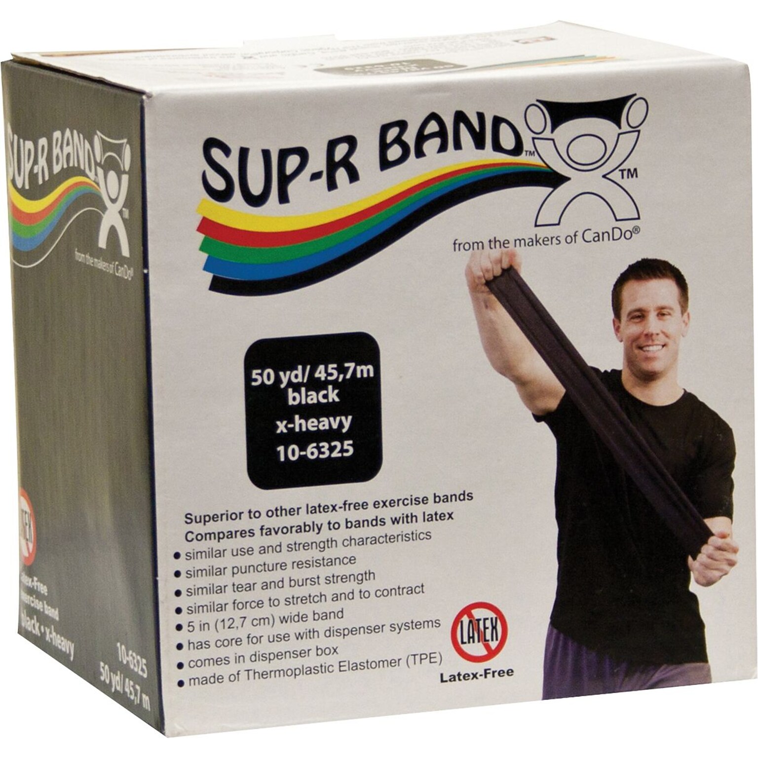 Sup-R Band® Latex-Free Exercise Band; Black, X-Heavy, 50 Yard