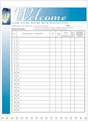 Medical Arts Press® Designer Privacy Sign-In Sheets,  Blue Eye Chart