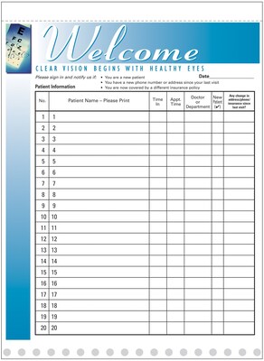 Medical Arts Press® Designer Privacy Sign-In Sheets,  Blue Eye Chart