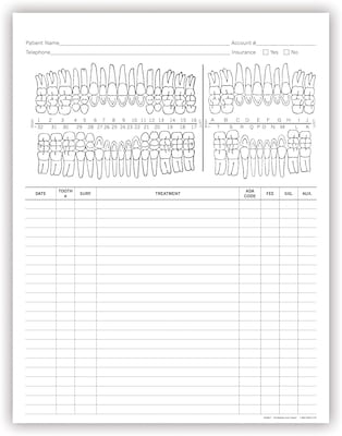 Medical Arts Press®  Dental Treatment Notes, Tooth Chart