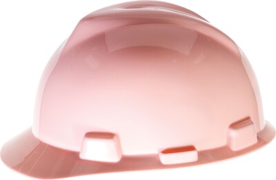 Mine Safety Appliances V-Gard Polyethylene 4-Point Ratchet Suspension Short Brim Hard Hat, Pink (495