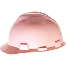 Mine Safety Appliances V-Gard Polyethylene 4-Point Ratchet Suspension Short Brim Hard Hat, Pink (495