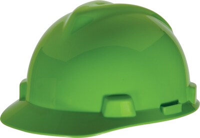 Mine Safety Appliances V-Gard Polyethylene 4-Point Pinlock Suspension Short Brim Bump Cap, Fluorescent Green (815558)