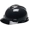 Mine Safety Appliances V-Gard Polyethylene 4-Point Ratchet Suspension Short Brim Hard Hat, Black (49