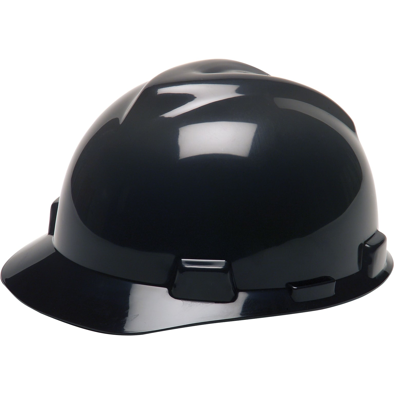 Mine Safety Appliances V-Gard Polyethylene 4-Point Ratchet Suspension Short Brim Hard Hat, Black (492559)