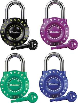 Master Lock Set-Your-Own Combination Lock, Steel, 1 7/8 Wide, Assorted Colors