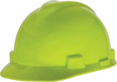 Mine Safety Appliances V-Gard Polyethylene ANSI Class E 4-Point Ratchet Suspension Short Brim Hard Hat, Yellow-Green (10061512)