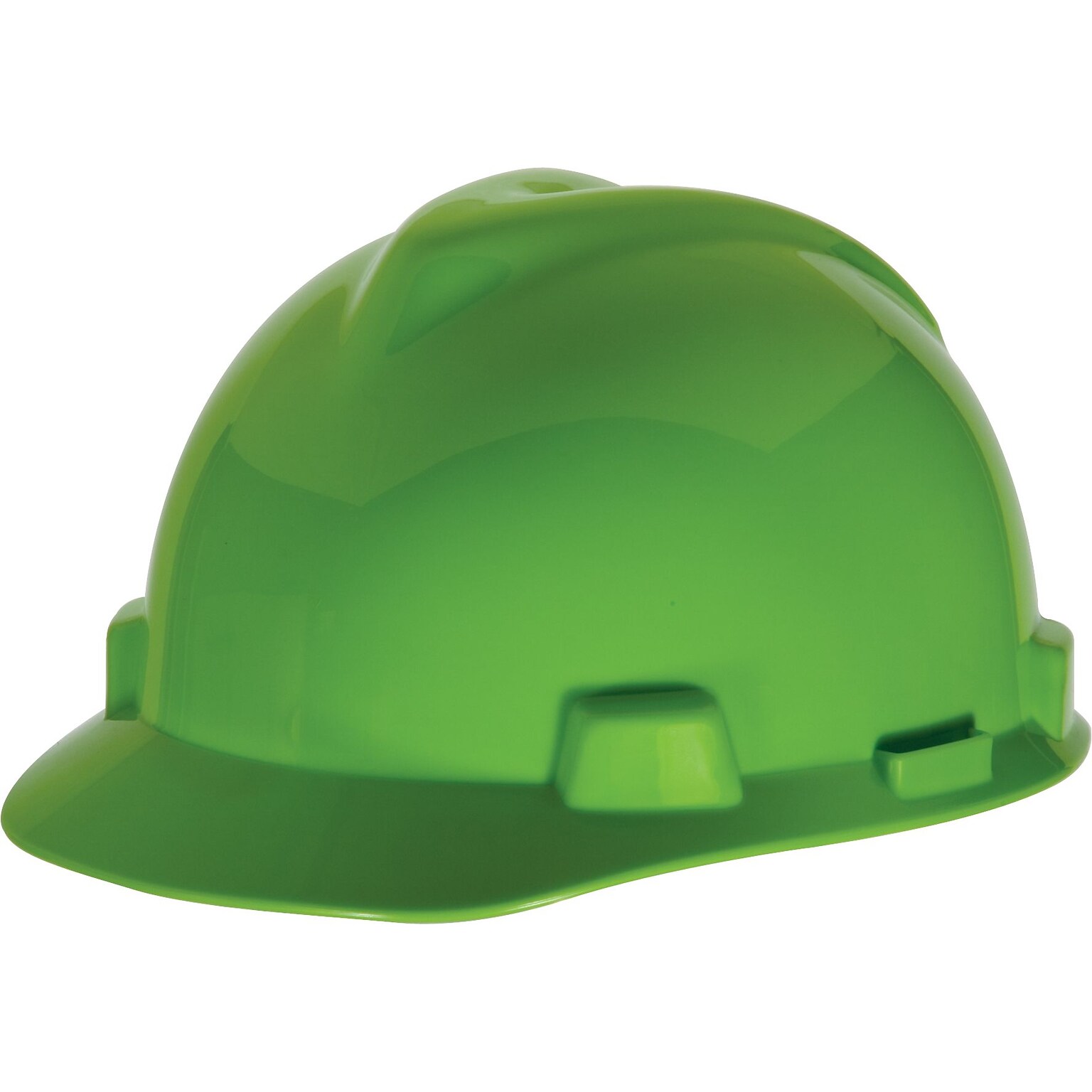 Mine Safety Appliances V-Gard 4-Point Ratchet Suspension Short Brim Safety Helmet, Fluorescent Green (815565)