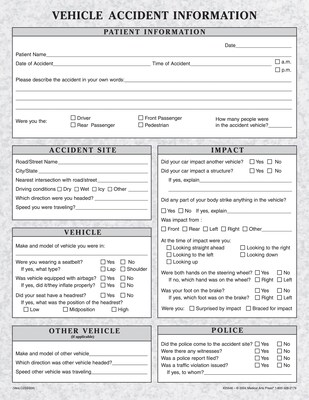 Medical Arts Press® Vehicle Accident Information  Form