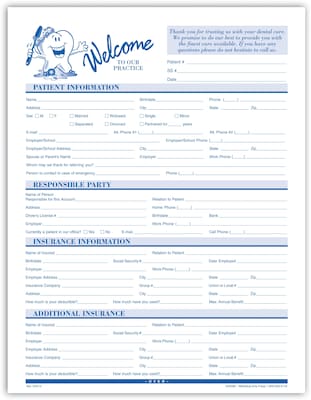 Medical Arts Press® Dental Registration and History Form without Updates, Tooth Character