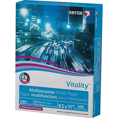 Xerox® Vitality® 8.5 x 11 3-Hole Punch Multipurpose Printer Paper, 20 lbs., 92 Brightness, 500/Ream (3R2641)