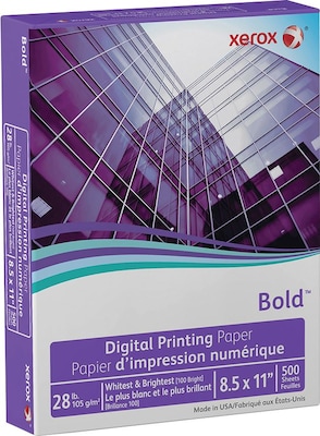 Xerox 8 1/2 x 11 Bold Digital Paper, 28 lbs., 500 Sheets/Ream, 8 Reams/Carton (3R11760)