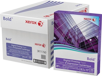 Xerox 8 1/2" x 11" Bold Digital Paper, 28 lbs., 500 Sheets/Ream, 8 Reams/Carton (3R11760)