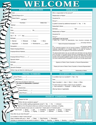 Medical Arts Press® Chiropractic Registration and History Form; Spine