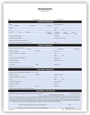 Medical Arts Press® Registration Form,  1-Part, English