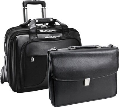 McKlein R Series, CHICAGO, Nylon, Patented Detachable Wheeled Laptop Overnight w/Removable Briefcase, Black (73585)