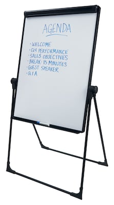 Staples® Easy Clean Dry Erase Footbar Folds-to-a-Table Press Easel, Black