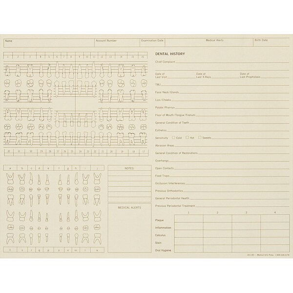 Medical Arts Press® General Dental Exam Chart,  Ivory