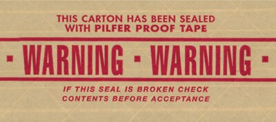 Central Brand® 260 Pre-Printed Reinforced Tape, Warning, 3x450, 10 Rolls, 10/Case