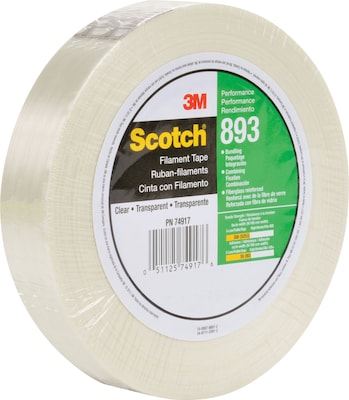 3M 893 6.0 Mil Strapping Tape, 1 x 60 yds., Clear, 6/Case (T9158936PK)