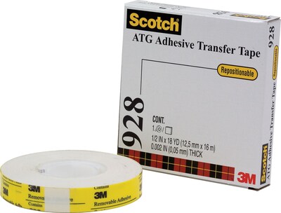 3M 928 Repositionable Adhesive Transfer Tape, 3/4 x 18 yds., 6/Pack