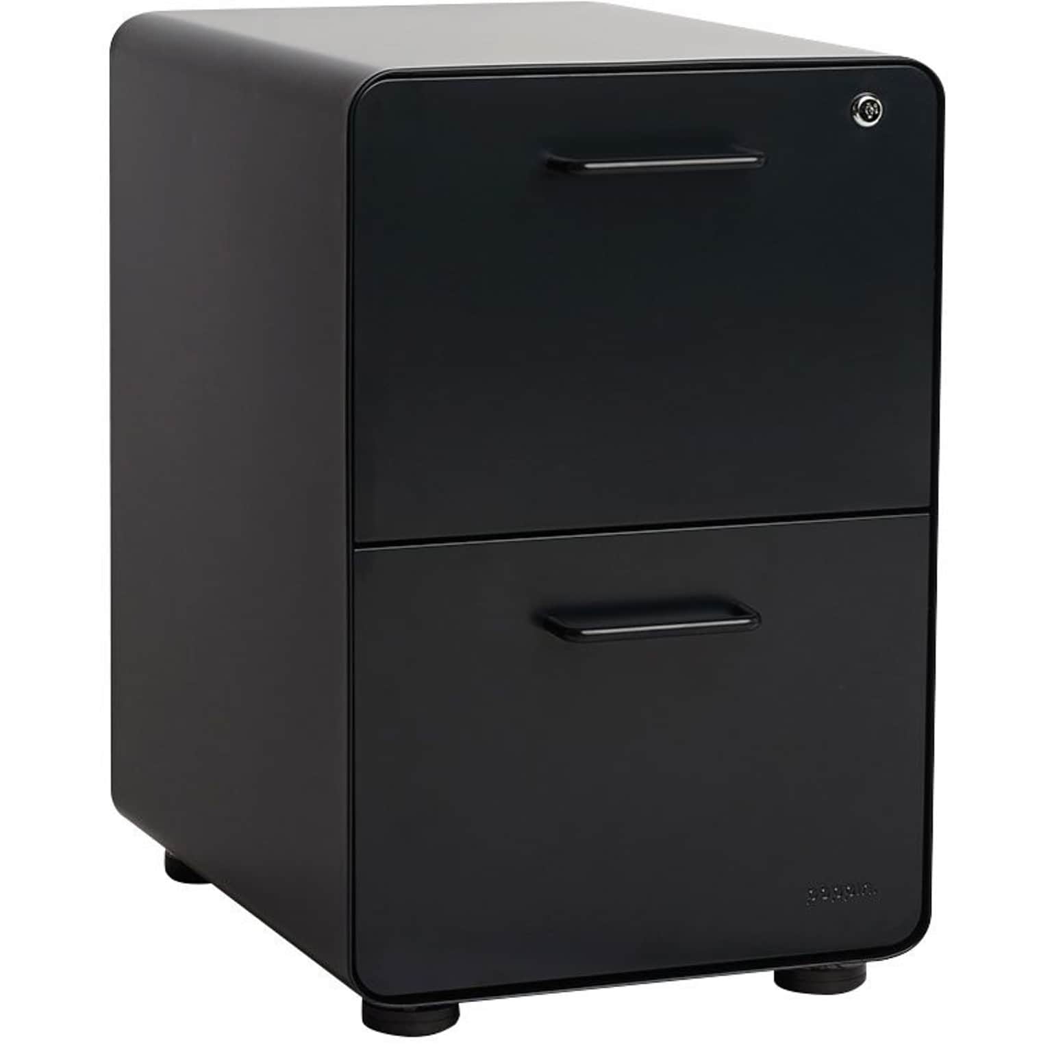 Poppin Stow 2-Drawer Mobile Vertical File Cabinet, Letter/Legal Size, Lockable, 31H x 27W x 21.5D, Black (102625)