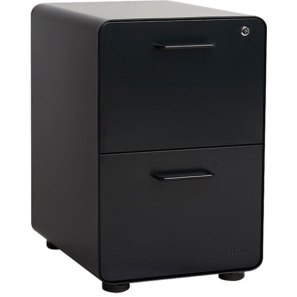 Poppin Two Drawer Stow All Black File Cabinet