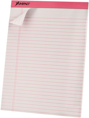 Ampad Notepad, 8.5 x 11.75, Wide Ruled, White, 50 Sheets/Pad, 6 Pads/Pack (20-098)
