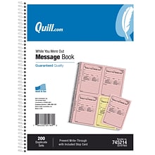 Quill Brand® While You Were Out Book, 11 x 8-1/2,  Assorted, 200 Forms/Book (745214)